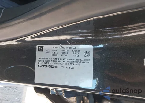 2014 Buick Verano Convenience from USA, damaged, VIN 1G4PR5SK0E4203496